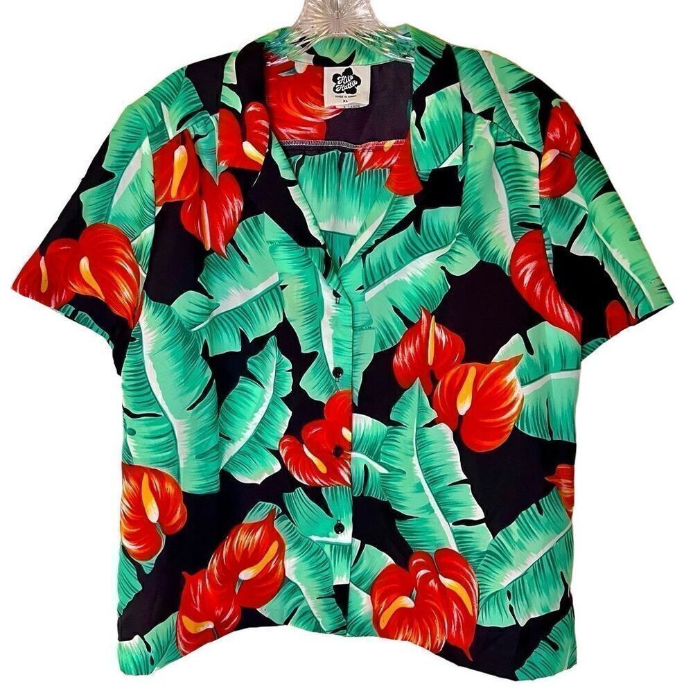 VINTAGE HILO HATTIE HAWAIIAN SHIRT FLORAL SZ X-LARGE RARE EC